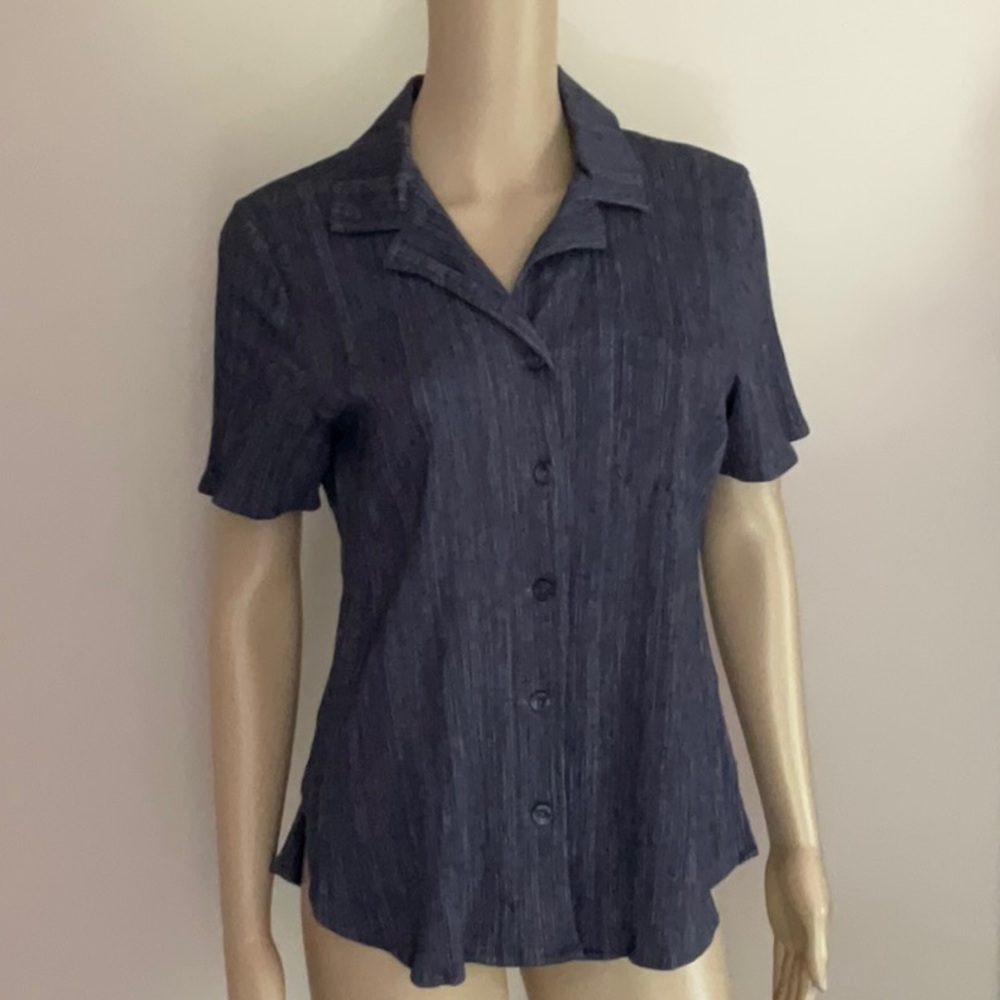 Denim & Company Crinkle Gauze Camp Shirt
